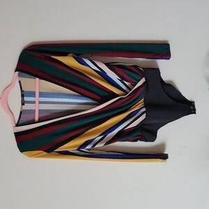 𝅺bershka Wrap Striped Bodysuit US S